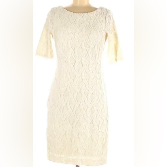Ann Taylor Cream Lace Midi Dress - Picture 2 of 11